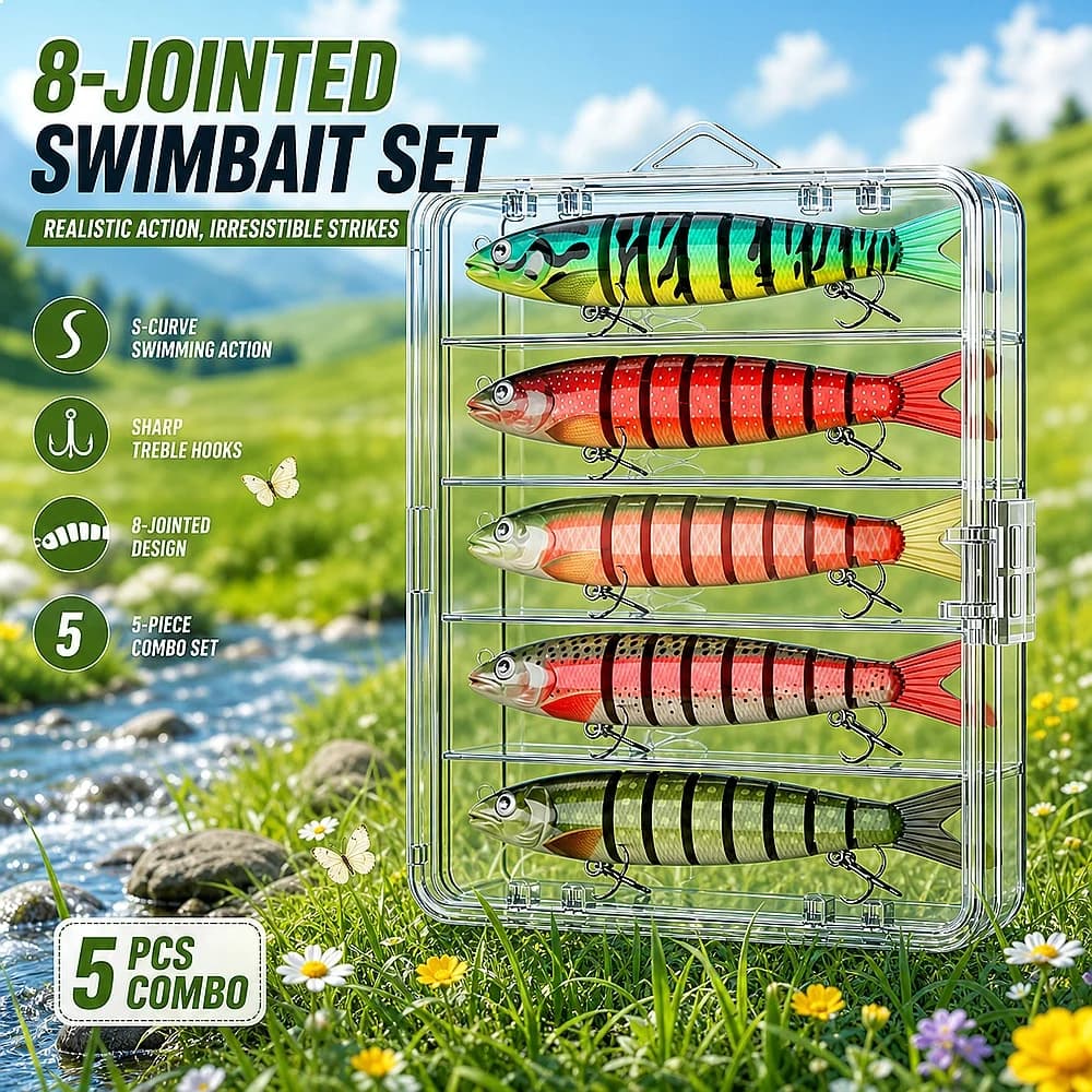 3pcs/5pcs/10Pcs Hard Multi Section 8 Joint Swimbaits Far Casting Full Sinking Pencil Shaped Realistic Bionic Bass Trout Pesca