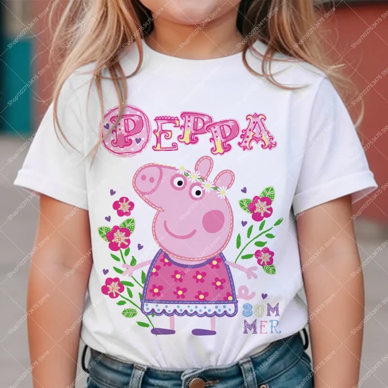 Kids Girl Cute Cotton T-shirt Summer Clothing Cartoon Peppa Pigs Printed Tee Children Short Sleeve Top T Shirt Clothes Gift 2026