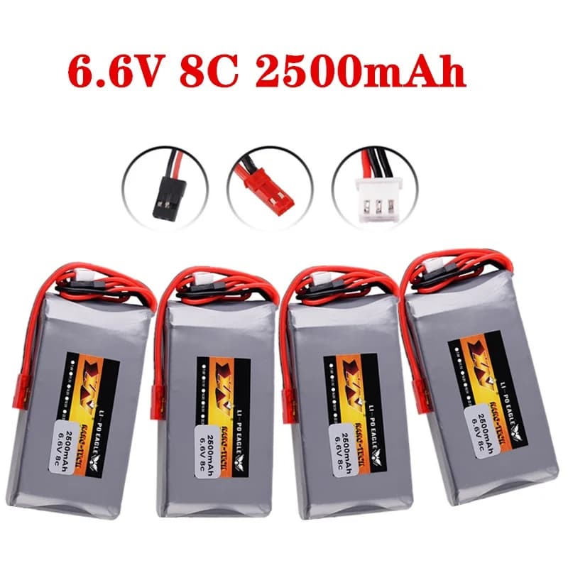 Batteria Lipo 2S 6.6V 8C 2500mah per radio Futaba 14SG 16SZ 18SZ 4PLS T6K RC Trasmettitore radiocomando Parte 6.6V Batteria