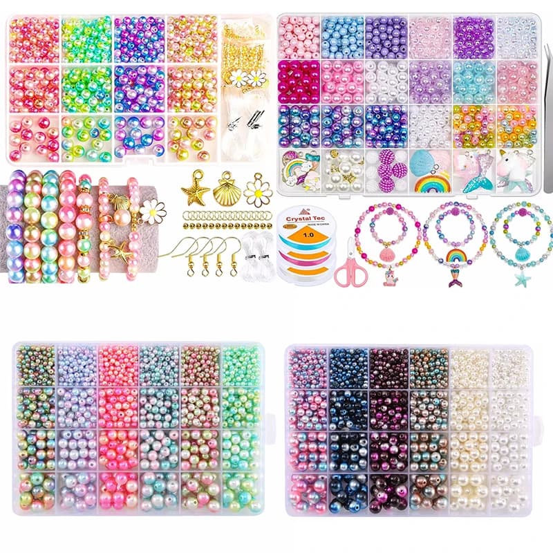 Kit for creating bracelets with snailed pearls ABS beads set for DIY earrings, necklaces, bracelets, craft jewelry creation