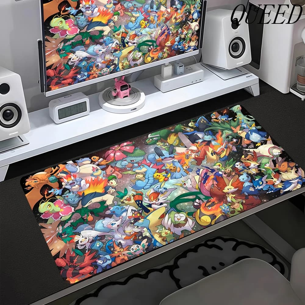 Tappetino per mouse grande in gomma, tappetino per tastiera e mouse antiscivolo, tappetino per mouse da gaming, tappetino per laptop HD PC, tappetino per mouse Kawaii P-Pokemons Anime XXL