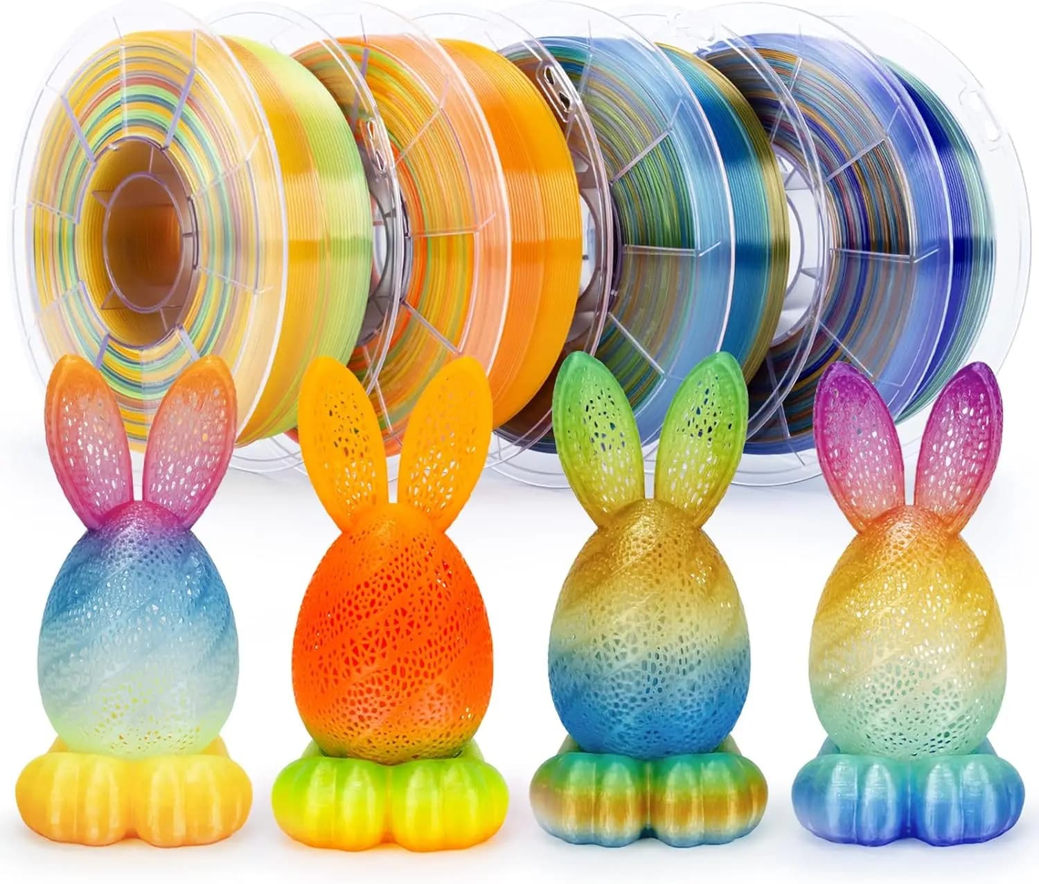 Quick Color 1.75mm PLA Filament, 3D Printing Material, Crystal Series 1kg x 4 Reels, Dimensional Accuracy +/-0.03mm