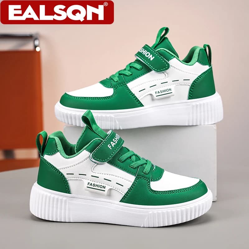 Sneakers in Pelle PU per Bambini, Scarpe Casual da Basket per Ragazzi, Calzature Sportive alla Moda, Traspiranti e Antiscivolo