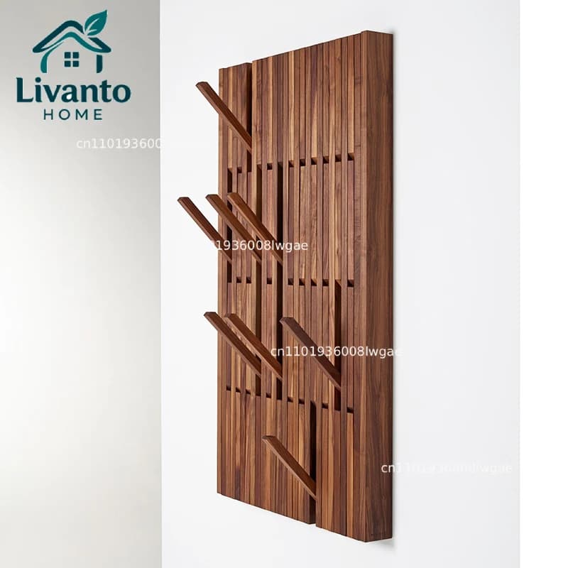 Appendiabiti da Parete Pieghevole in Legno, Organizer per Vestiti, Scaffale per Ingresso, Porta Cappelli e Giubbotti, Mobili per Ingresso