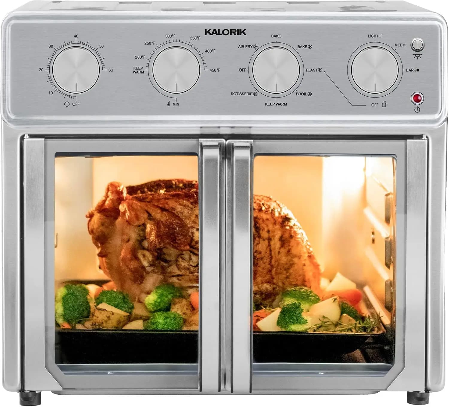 Large 26-Quart Countertop Air Fryer and Toaster Oven Combo, 9-in-1 Functions - Fry, Bake, Roast, Rotisserie & More, 1700-Watts,