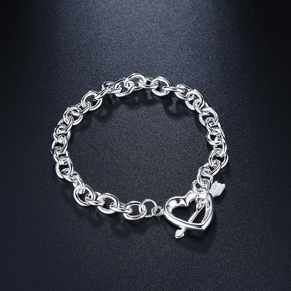 Migliore amico Regalo di festa Braccialetti con catena a forma di cuore in argento sterling 925 per donna uomo Gioielli di moda per feste di matrimonio dell'amore