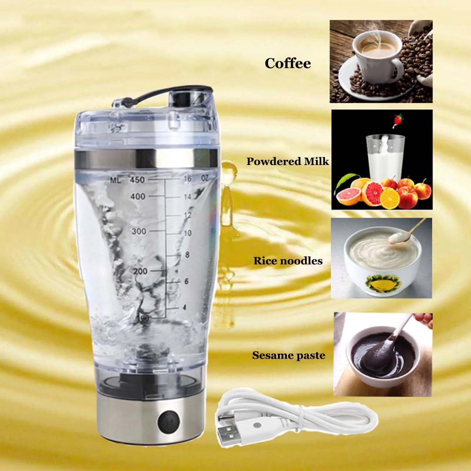 Coffee Cup 450 ml/600 ml Electric Shaking Cup Large Capacity Mixing Cup Automatic Electric Powder Waterproof Glass Mixing Cup