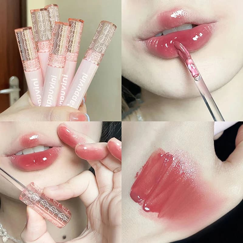 Lucidalabbra coreano rosso ciliegia impermeabile effetto specchio, olio labbra trasparente color nude marrone, trucco liquido per un look voluminoso