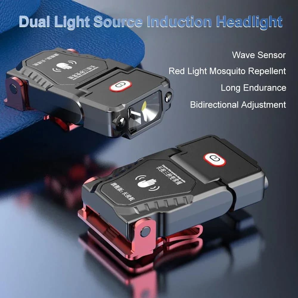 Rechargeable Fishing Headlight with Clip Light with Sensor 4 Mode Front Flashlight Waterproof Outdoor Emergency Lamp Portable Work Lights
