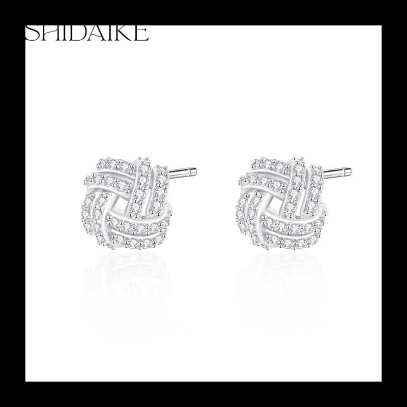 Nuovi orecchini a bottone principessa in cristallo di zircone semplice in argento S925 con temperamento elegante