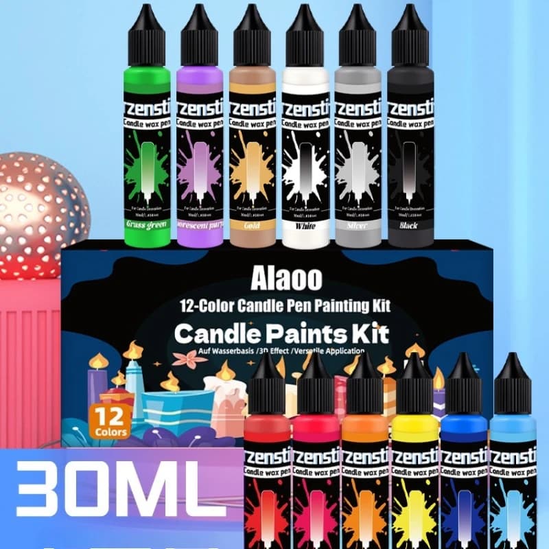 12-color Set Handmade Paint 3D Candle Pen DIY Candle Painting Clothing Textile Glass Acrylic Paint Craft Paint Without Baking