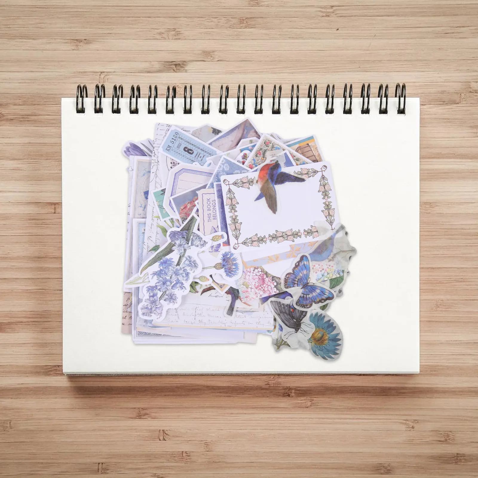 Scrapbooking Accessories Kits DIY Material Stickers Craft Paper Decorative Blue