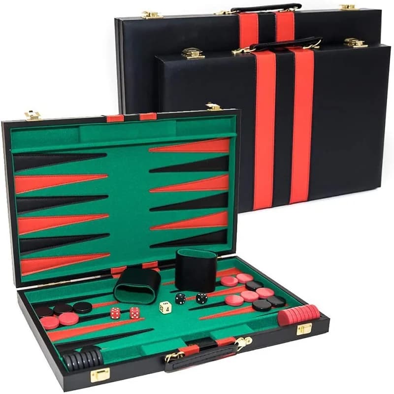 Leather Children's Chess and Backgammon Board - Portable Foldable 2-in-1 Entertainment Game