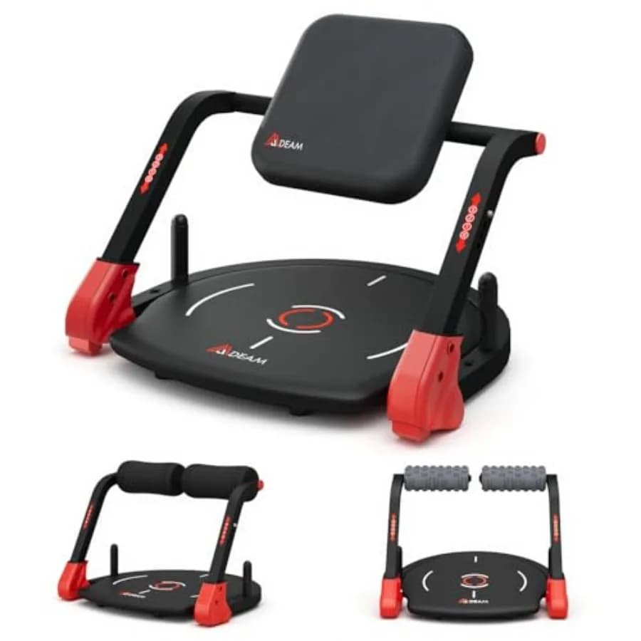 Multifunctional Home Abdominal Machine with Flat Back, 4 Level Resistance Massage Roller, 330LBS Reinforced Steel Frame, for Sit-up