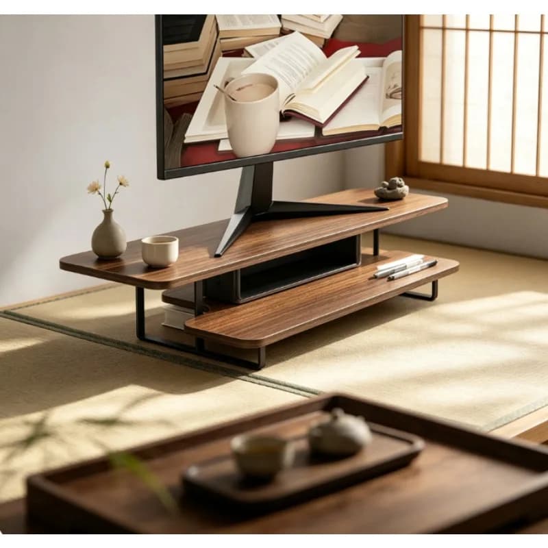Monitor Riser Stand Dual Layer with Storage and Adjustable Desktop Organizer for PC Laptop, Sturdy Space-Saving Elevator Base.
