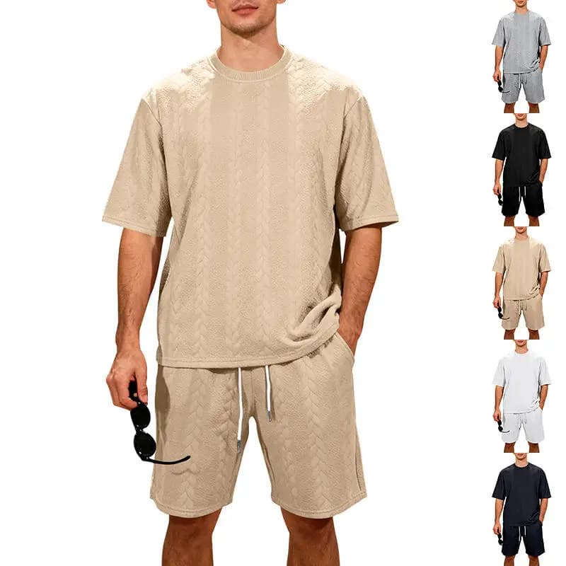 Completo Estivo da Uomo: T-shirt a Maniche Corte in Maglia Larga e Pantaloncini Casual – Ideale per Giovani
