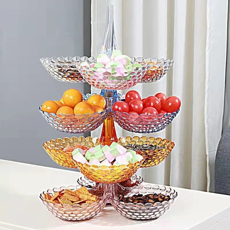 Piatto da frutta per caramelle da cucina Vassoio per snack di frutta secca impilabile in plastica europea Piatto decorativo per dessert da tavolo per feste di nozze per la casa