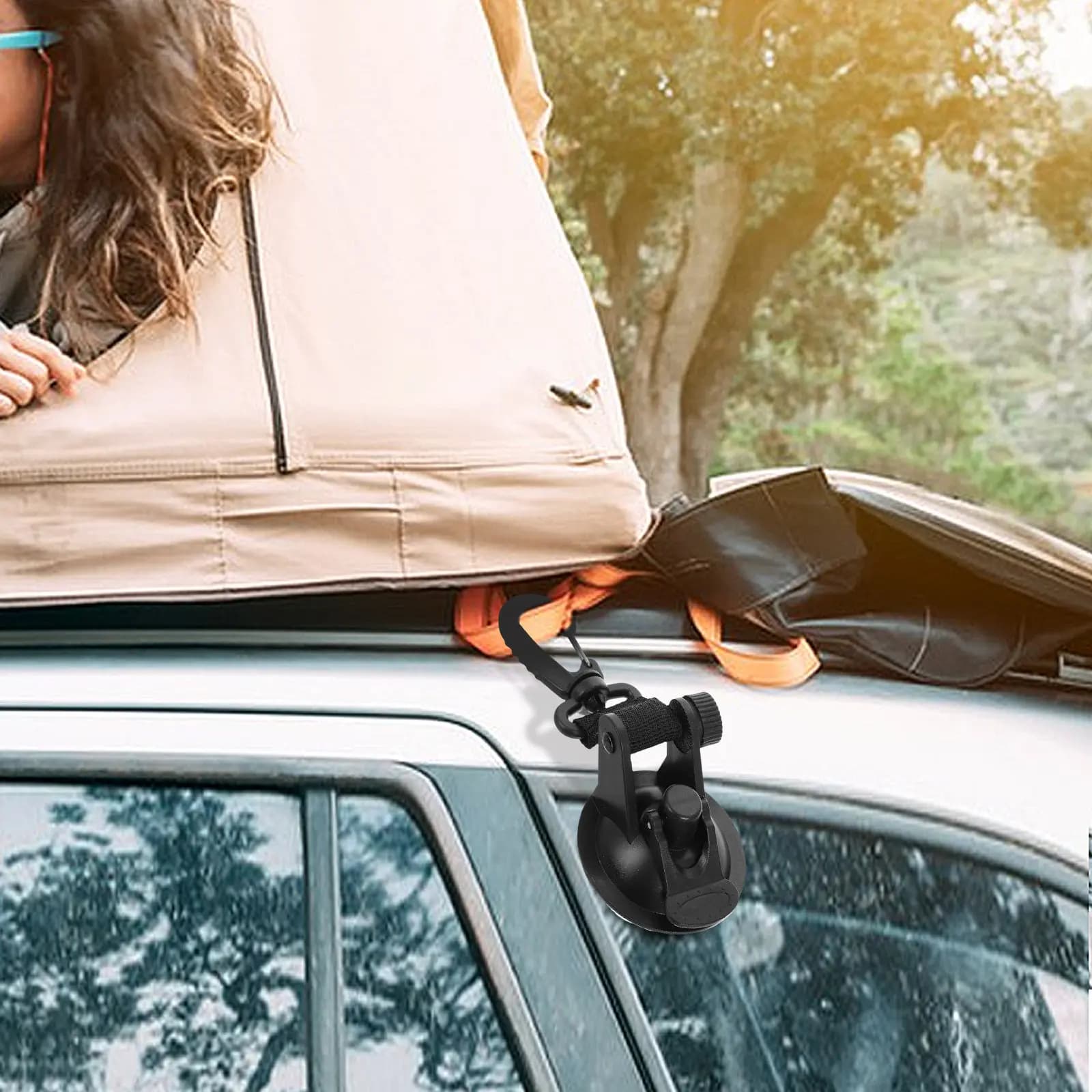 4Pcs Heavy Duty Suction Cup Hooks Car Tent Portable Tie Down Anchor for Rv Awning Outdoor Camping Car Window Use