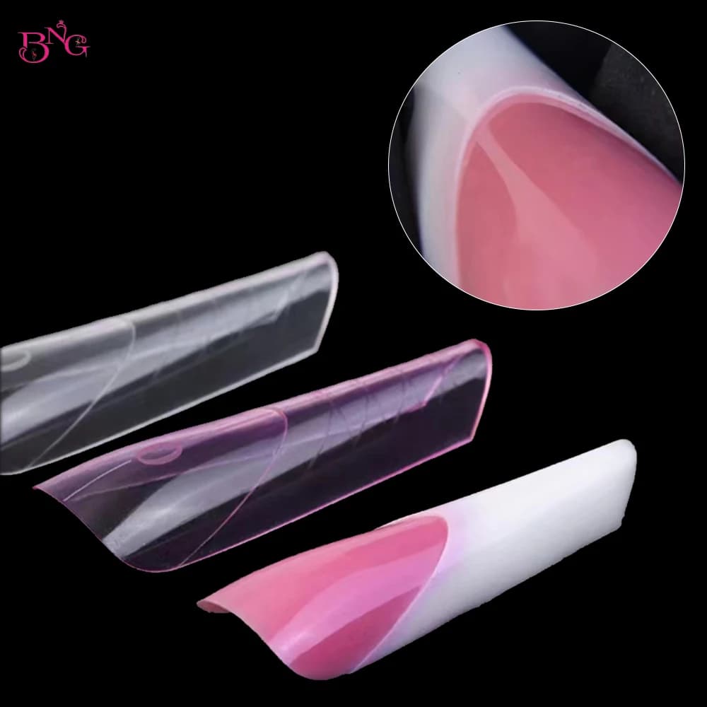 BNG 150PCS Doppie Forme con Linea Guida All'interno di Mandorle Nail Poly Extension Gel Forme 15 Formazioni Unghie Forme Design per Manicure Francese