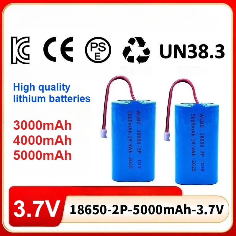 3.7V 18650 Battery Pack 2P Lifepo4 Batteries Packs 3000mah 4000mah 5000mAh Rechargeable Battery Plug