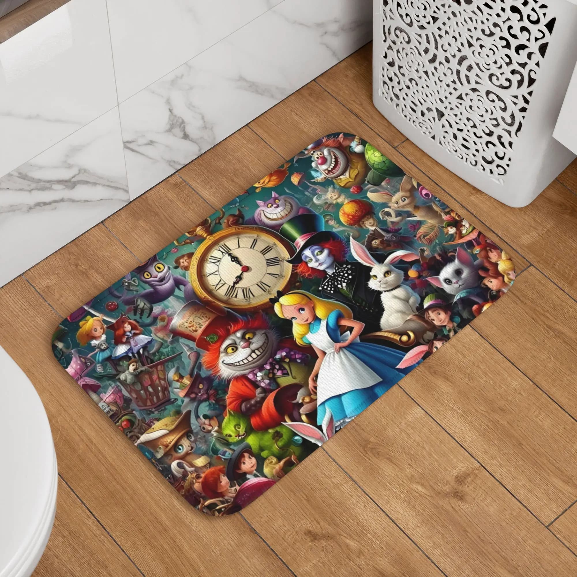 Tappetino per porta d'ingresso Cheshires Cat Alice in Wonderland, antiscivolo, impermeabile, divertente, per esterni, giardino, garage, ingresso, tappeto