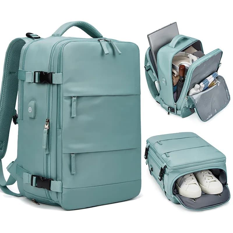 Women Laptop Backpack 15.6inch Teenage Girl USB Charging School Backpacks Independent Shoe Bag Travel Outdoor Backpack Bags