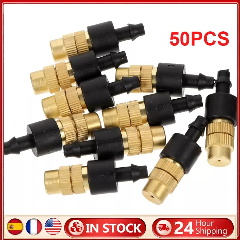 50Pcs Brass Spray Nozzle Garden Hose Sprinkler Head Irrigation Drippers Atomizing Nozzle Outdoor Garden Equipment