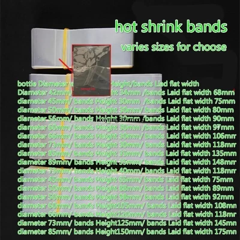 400pcs/lot PVC Hot Heat Shrink Sleeve For Oil Bottle Mouth Cap Jar Box Tubes Plastic Top Seal Waterproof Film DIY [Width *Hight]