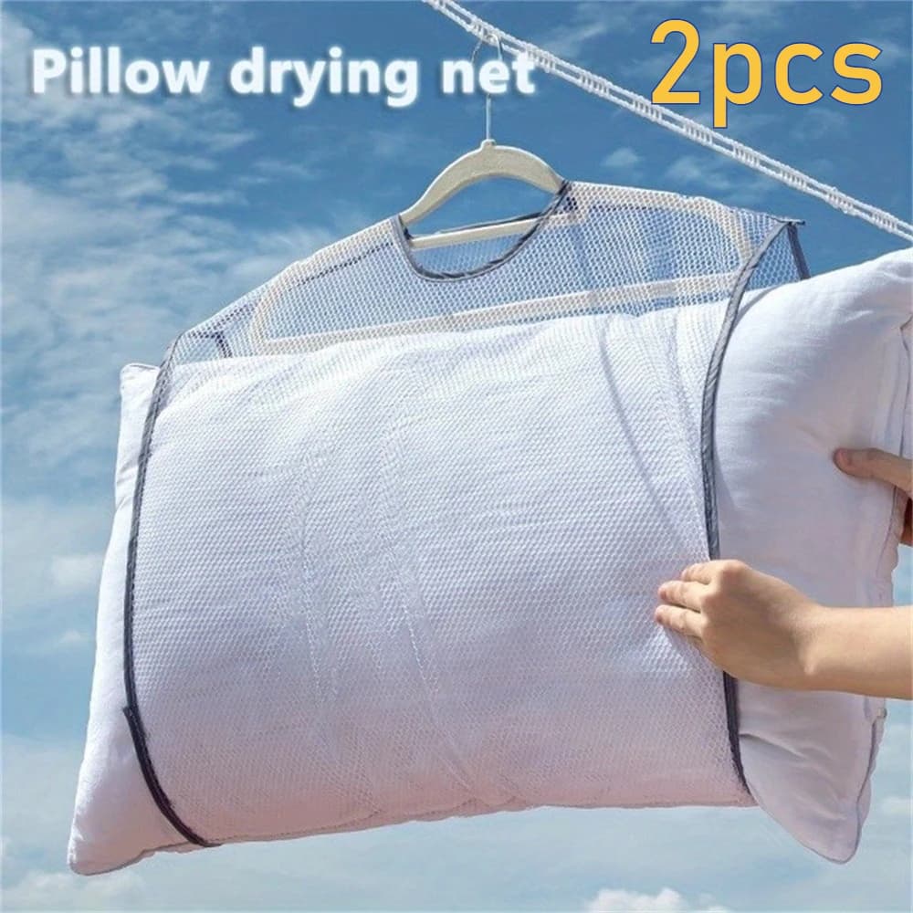 2pcs Creative Pillow Drying Bag, Windproof Pillow Core Drying Bag, Pillow Mesh Bag, Laundry Mesh Drying Bag, Drying Storage Bag