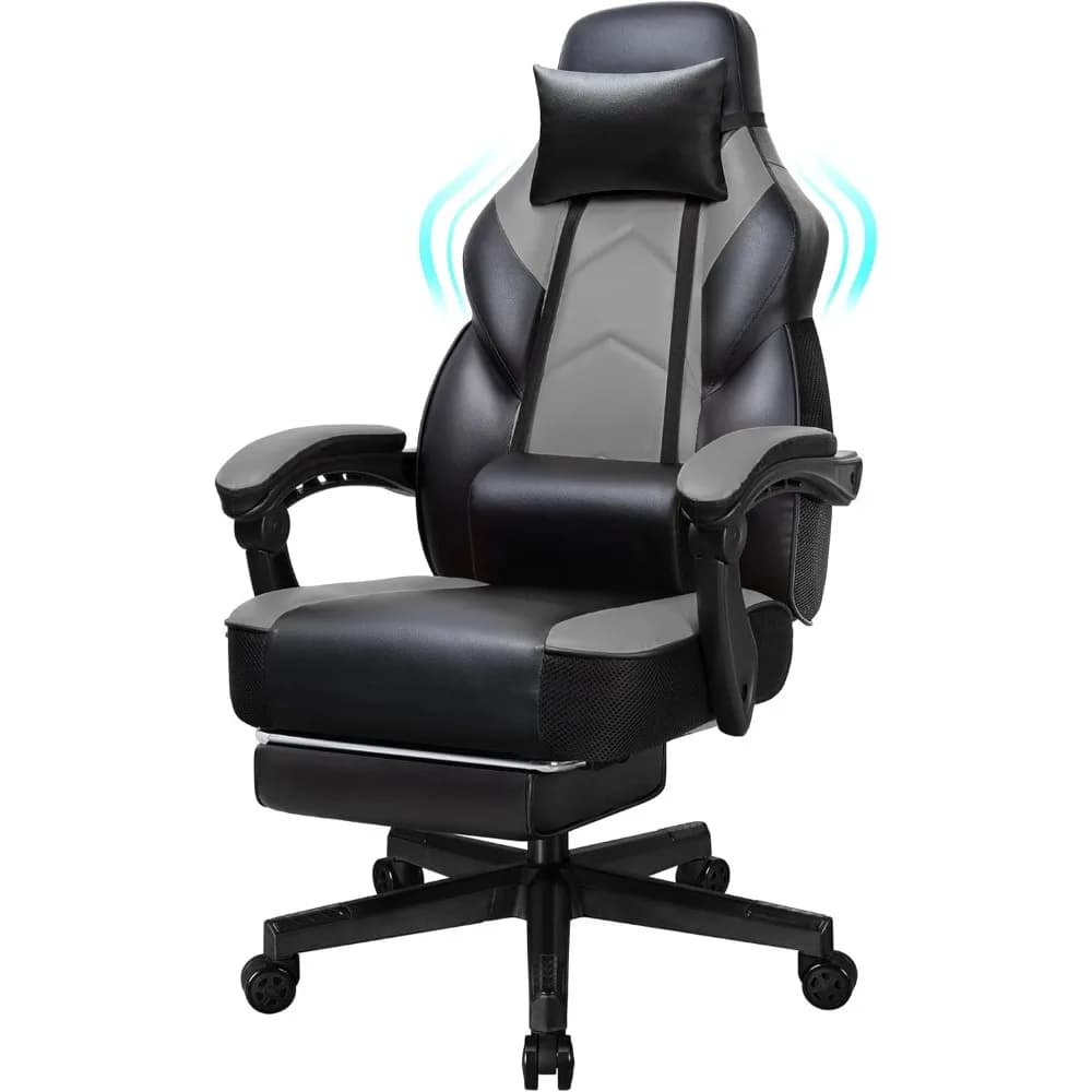 SUNLEI Sedia da gaming con poggiapiedi, sedia da gamer per computer per adulti, sedie ergonomiche per videogiochi con altezza regolabile girevole e