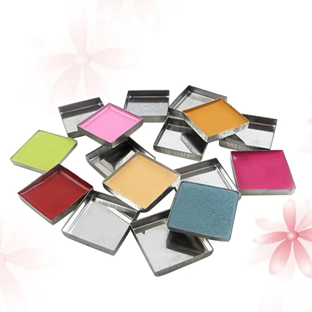 56Pcs Empty Iron Pans for Eyeshadow Blusher Pressed Powder Makeup Cosmetics Magnetic Refill Compatible with 26Mm Palettes Tin