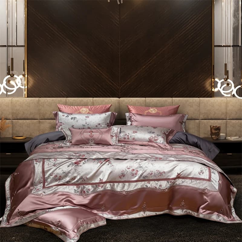Chic Rose Flowers Jacquard Cotton Satin Cushion Sets Luxury Bed linen Sets Bed linen Sets with corners/Lenzuolo Faith 4/6/10 pieces