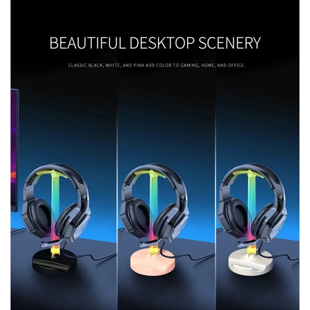 A10-RGB Supporto per cuffie da gioco Glow Auricolare Rack Staffa per display da tavolo Gancio per cuffie per computer Gamer Gancio per cuffie