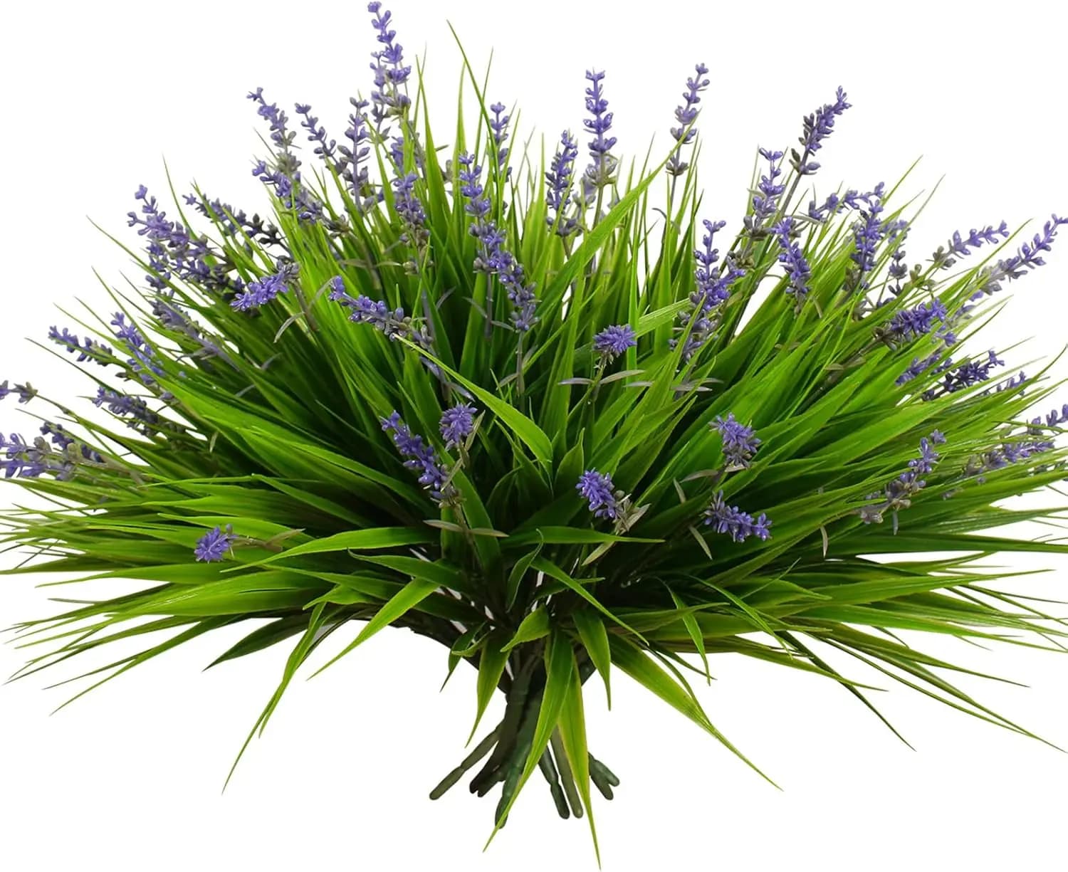 Alyptus 12 Exterior Artificial Plant Packs, Fined Grass with Vase Flowers, UV-resistant Decoration for Windows and Gardens