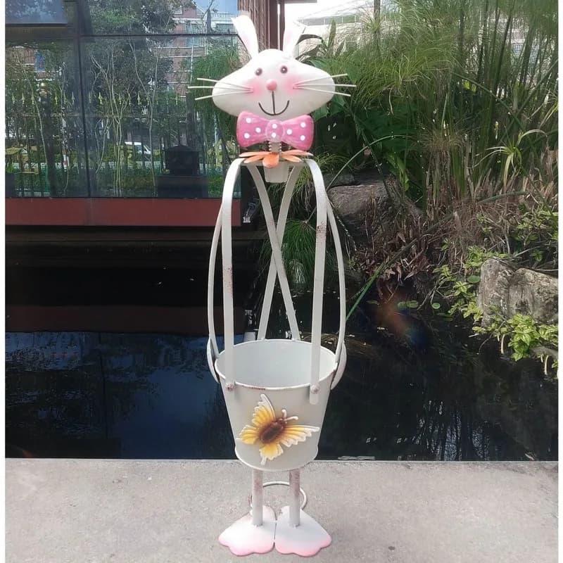 Portavasi da esterno in ferro artistico creativo Mr Rabbit Plant Shelf cortile Flower Rack balcone decorazione arrampicata traliccio