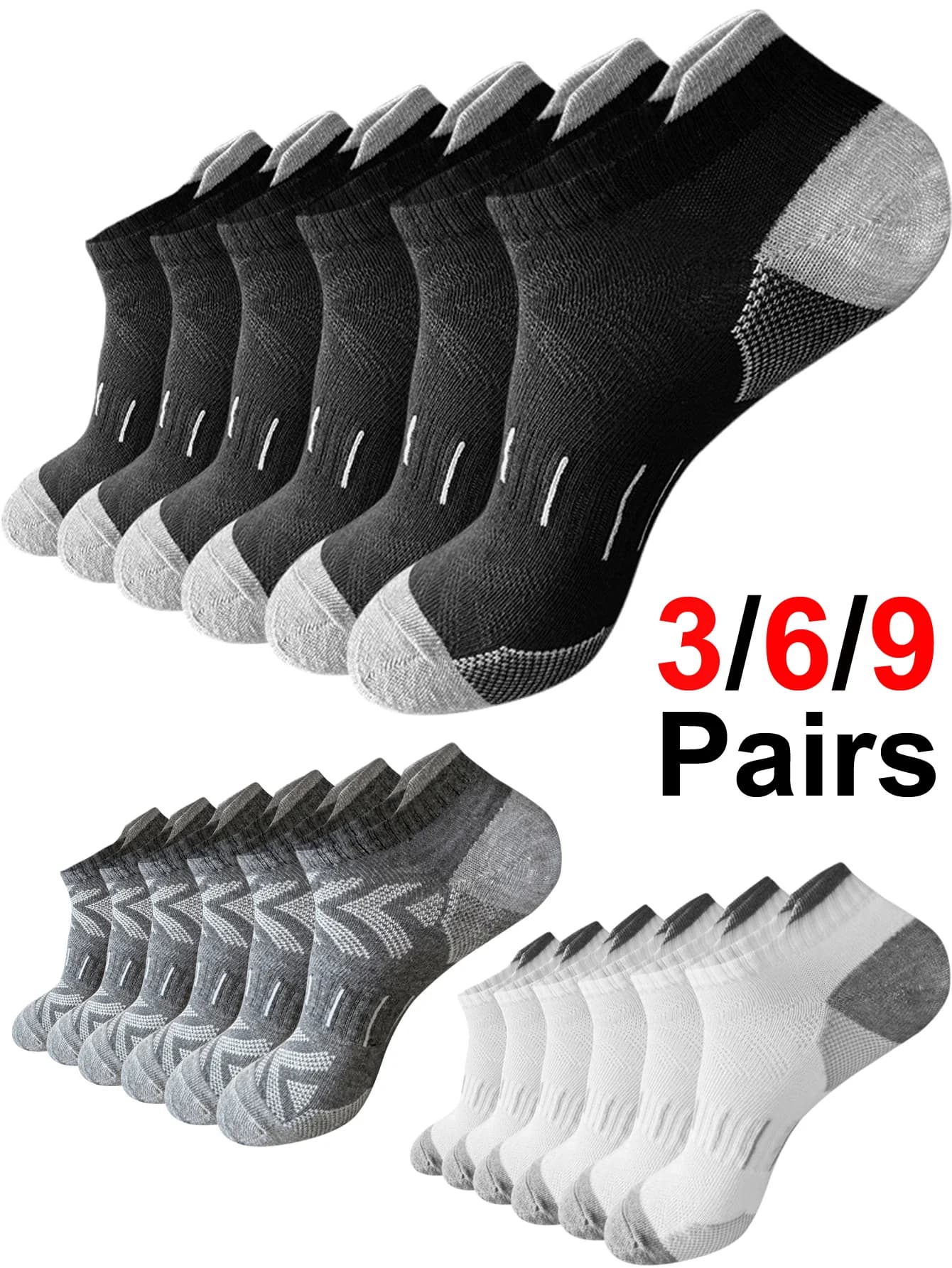 9 pairs of racing socks for man marathon, comfortable sports socks for football, breathable, absorbing sweat