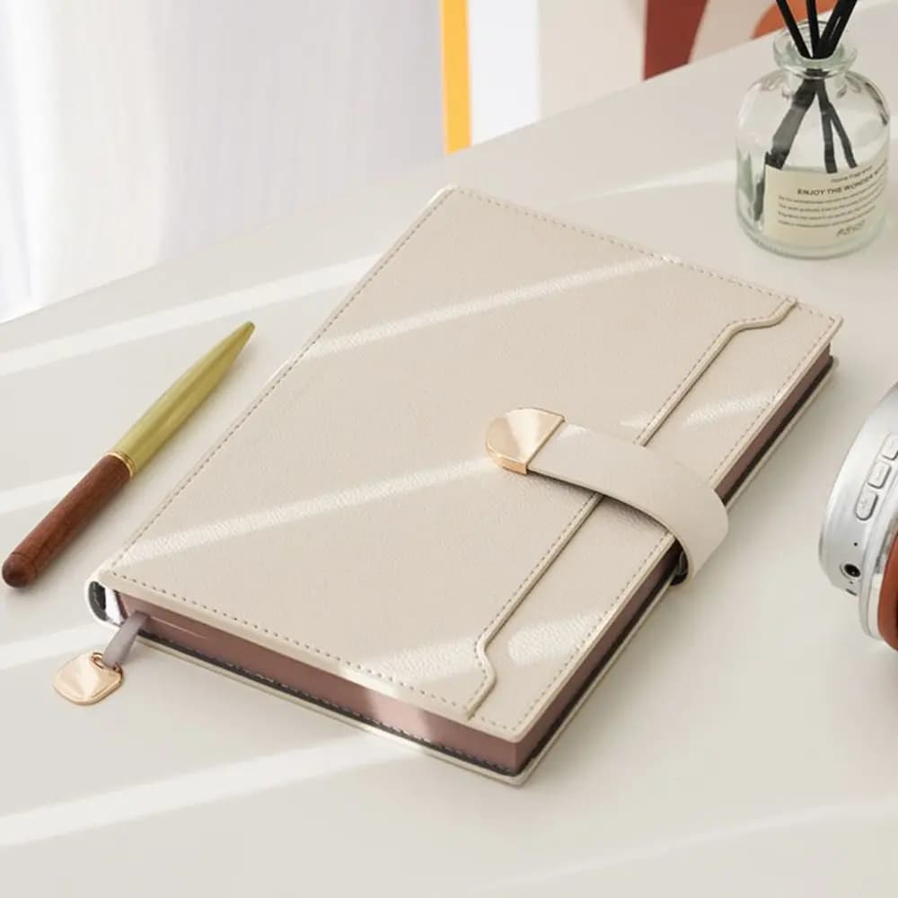 Agenda portatile A5, taccuino spesso da 200 pagine, agenda per riunioni, in pelle PU, con fibbia magnetica, agenda giornaliera per la scuola