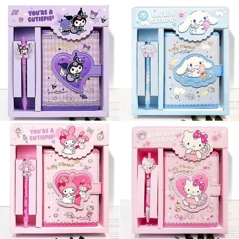 Nuovo Set di Quaderni Sanrio Hello Kitty, Kuromi, My Melody, Cinnamoroll, Pompompurin, Blocco Note, Scatola di Cancelleria, Design Carino e alla Moda