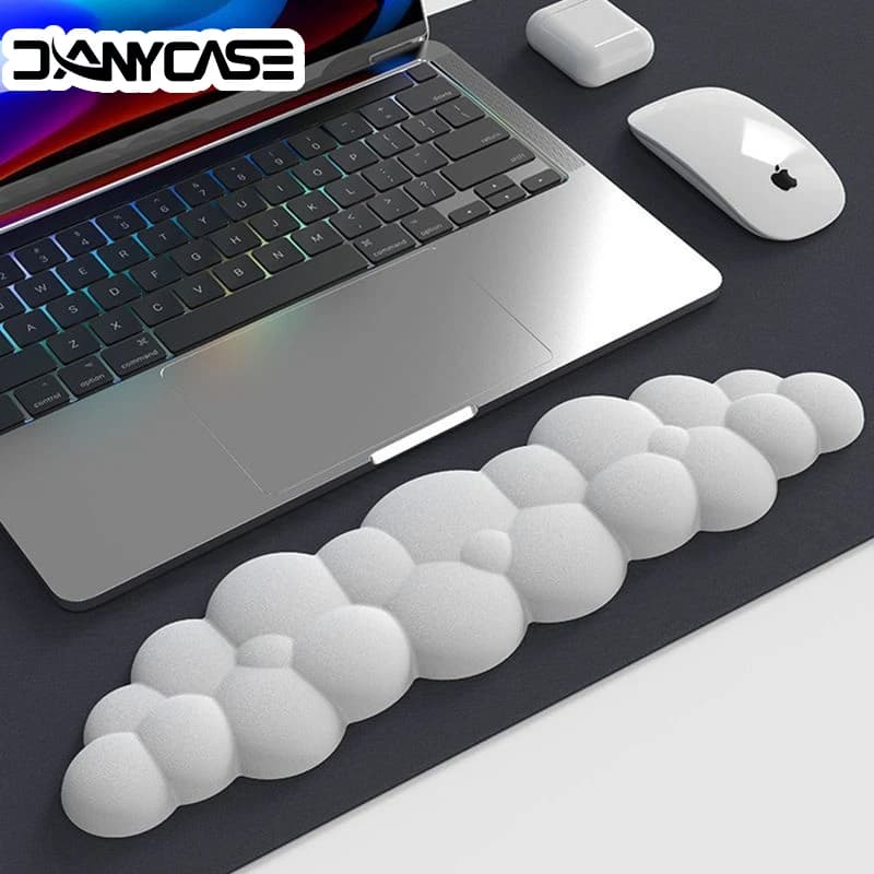 Tappetino per mouse Cloud Poggiapolsi per tastiera Cuscino di supporto in memory foam in morbida pelle per una facile digitazione Sollievo dal dolore ergonomico antiscivolo