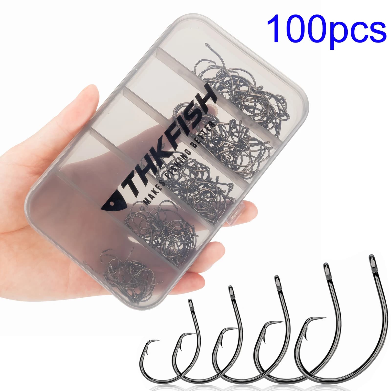 100pcs/box Eagle Beak Fishing Hooks 1/0-3/0 Demon Circle Fishhook Anti-rust High Carbon Steel Barbed Hooks Bass Fishing Tackle