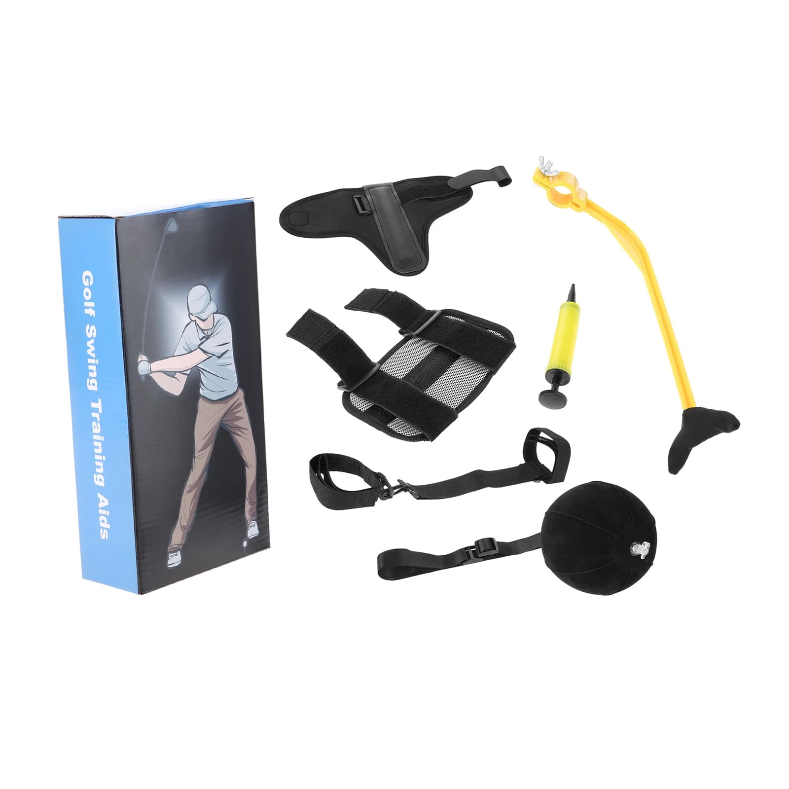 Kit fascia da braccio per aiuti per l'allenamento dell'oscillazione del golf, correzione del gomito, trainer con cerniera per il polso, fascia per il polso, correttore per asta della gamba, fascia per l'allenamento dell'oscillazione