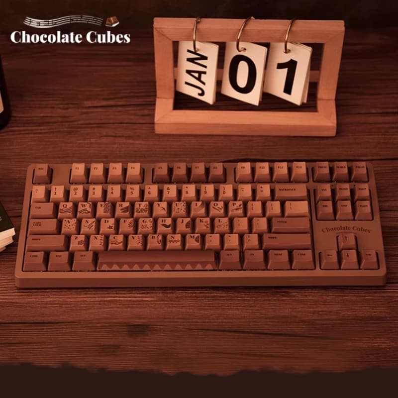 Tastiera meccanica AJAZZ a tema cioccolato con 104 tasti Tastiera da gioco per ufficio con tastiera cablata a sublimazione termica personalizzata