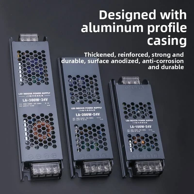 Adattatore LED da AC 220V a DC 12V/24V, Trasformatore a Tensione Costante in Alluminio per Strisce LED Lineari e Lightbox
