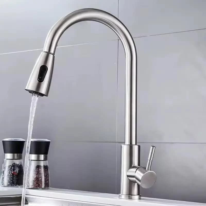 Black Kitchen Sink Mixer Pull Out Sprayer Faucet Stream Spray Head Gun Gray Single Hole Deck Mount