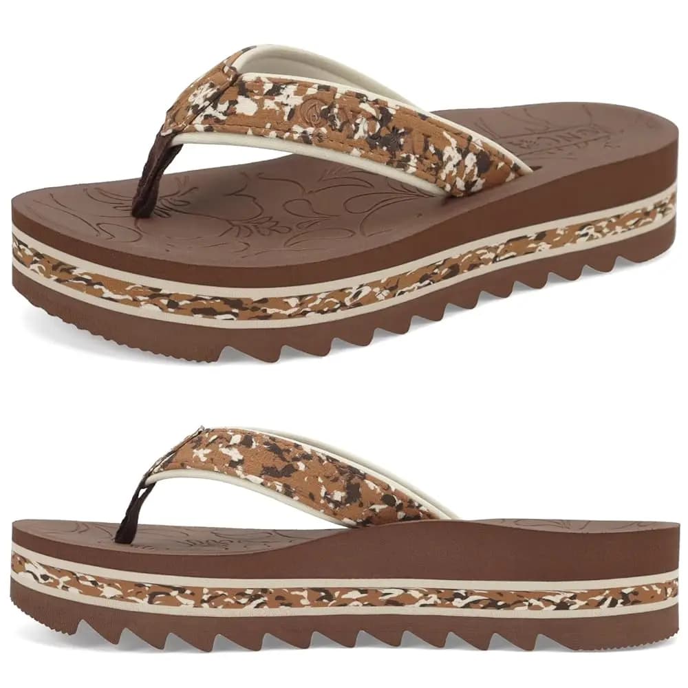 Infradito da donna, sandali con plateau stampati alla moda con supporto per l'arco plantare e cuscino effetto tappetino yoga, leggeri per l'estate e la spiaggia