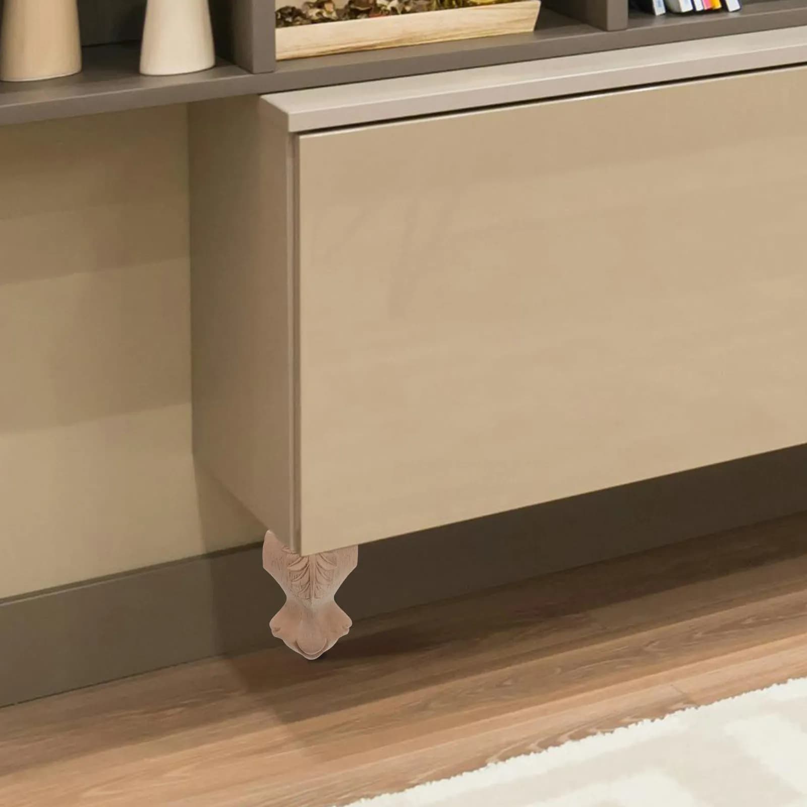 4 Pezzi Gambe in Legno Intagliate Stile Europeo per Divano, Armadio, Tavolino, Struttura Letto - Piedini in Legno Resistenti di Ricambio