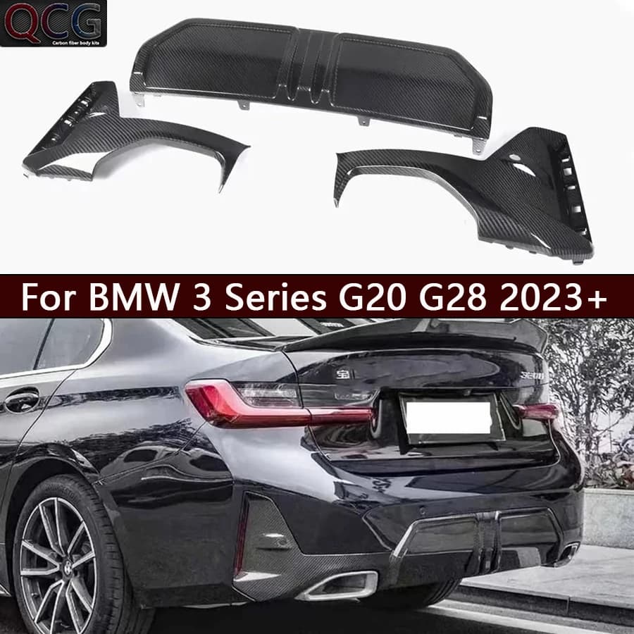 For BMW 3 Series G20 G28 2023+ Carbon Fiber Back lip Car Rear Bumper Diffuser Rear Splitters Spoiler Car Accessories body kit