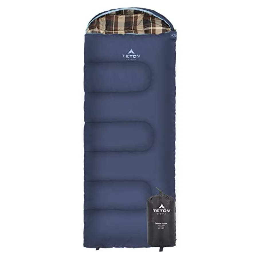 Sacchi a pelo da campeggio per bambini: classificati 20 e 0, rivestimento in poliestere, blu navy, caldi, comodi, costruzione resistente