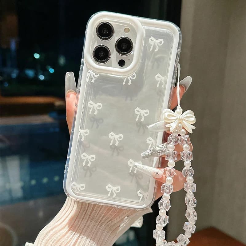 Fashion Lovely Bowknot Clear Phone Case For iPhone 17 16 15 14 13 12 14 Pro Max 16E X XR XS Max 7 8 Plus Transparent Soft Cover