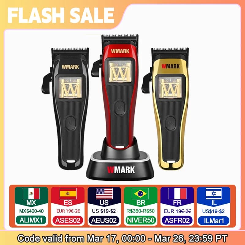 Professional haircut WMARK NG-X1 for men, magnetic motor with microchip 10000 rpm 9 V with charging support, wireless haircuts
